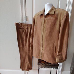 Pronti Mens Suit Brown Stripe Zip up 2 piece XXL